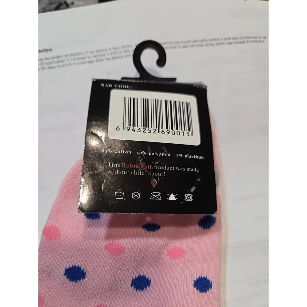 Robin Ruth Brussels Crew Socks Ladies Size 36-42 (US 6-10) Pink Blue Grey‎